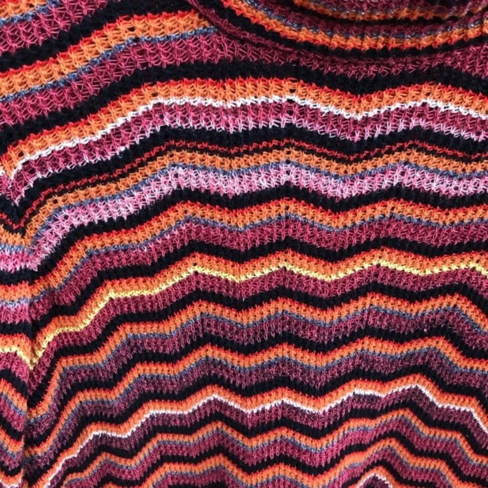 Free People knit red orange zig zag boho dress M - Picture 4 of 7